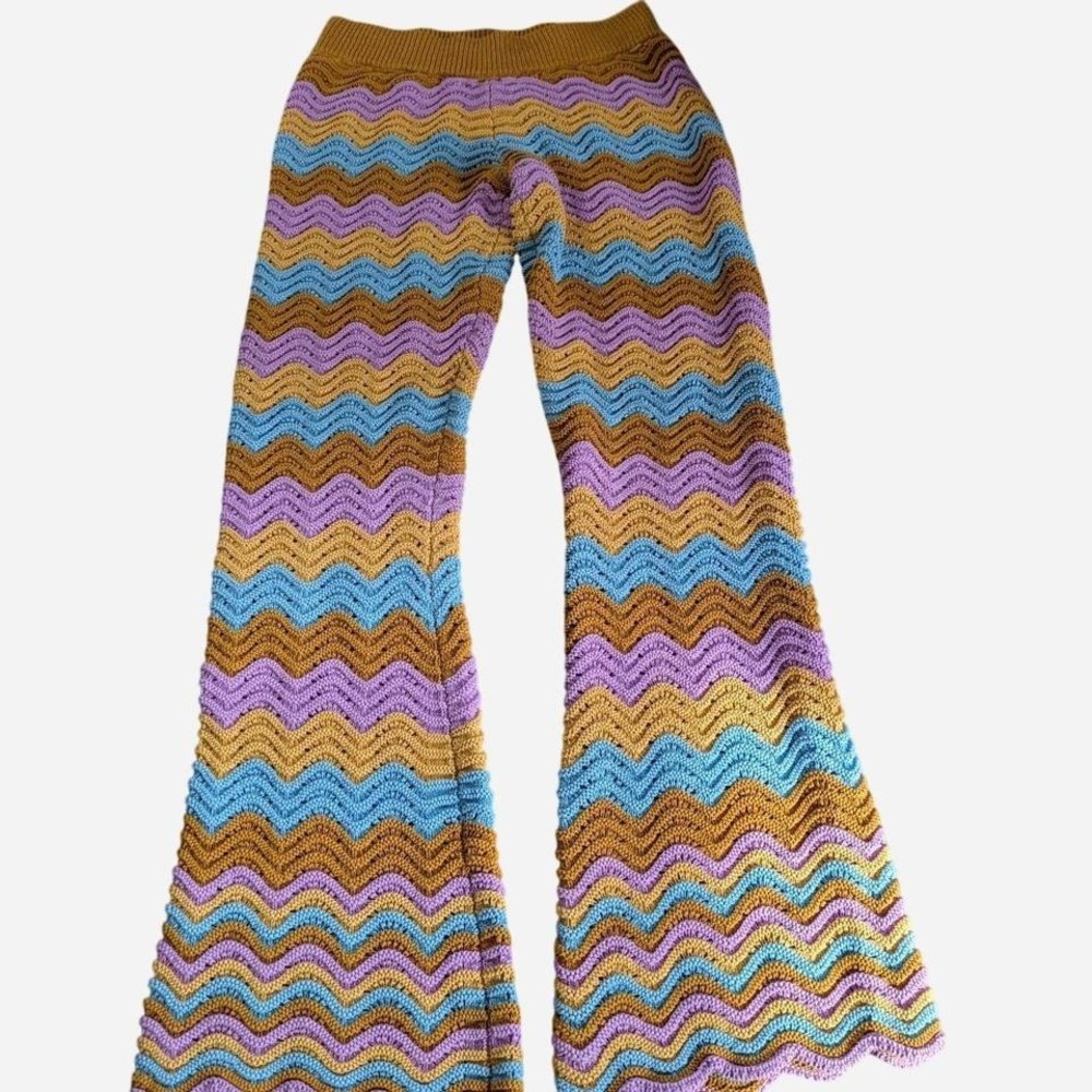 SAYLOR from Revolve Crochet Flare Pants Multicolor Medium Festival Hippie Beach
